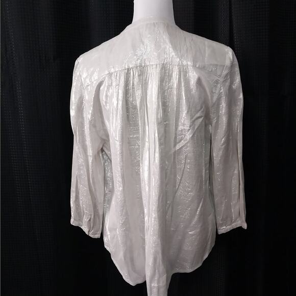 NWOT! DIAB'LESS! SHEER SILVER METALLIC BOHO CHIC PEASANT TOP, BLOUSE! SZ S - Picture 5 of 9